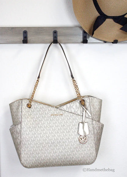 Michael Kors Jet Set Large Pale Gold X Cross Chain Tote