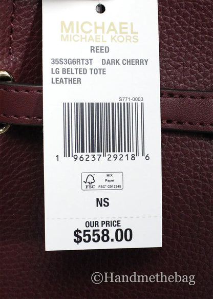 Michael Kors Reed Large Dark Cherry Leather Belted Tote