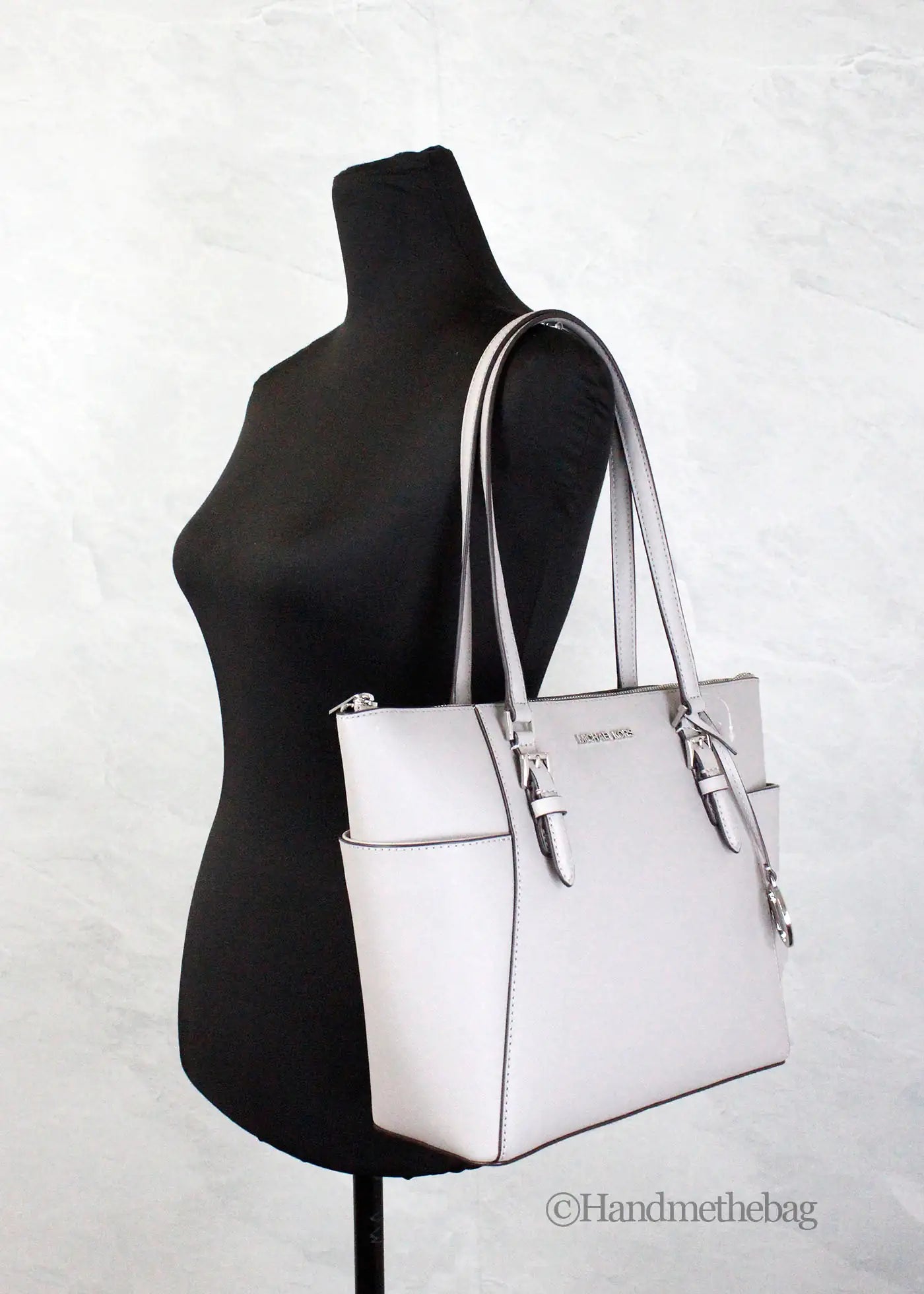 Michael Kors Charlotte Pearl Grey Large Top Zip Tote