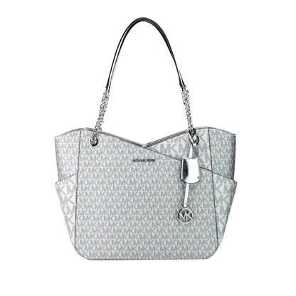 Michael Kors Silver Signature X Cross Chain Shoulder Tote