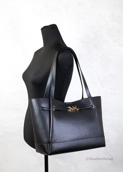 Michael Kors Reed Large Black Pebbled Leather Belted Tote