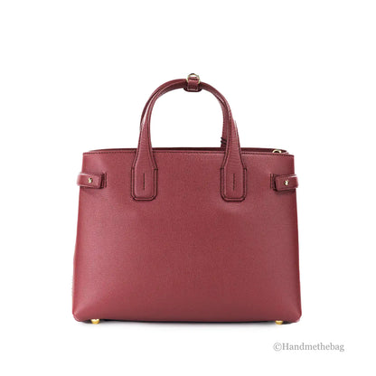 Burberry Banner Medium Crimson Leather Tote Bag