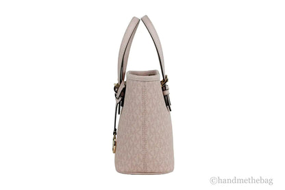 Michael Kors Jet Set Dark Powder Blush Signature XS Carryall Top Zip Convertible Tote Bag