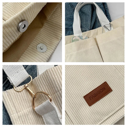 Corduroy Tote Bag Large Capcity