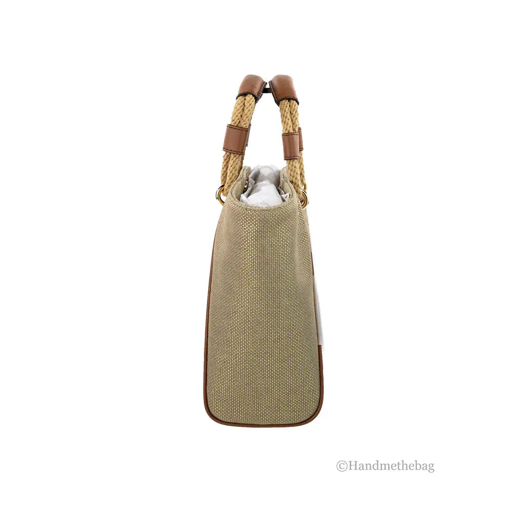 Michael Kors Talia Small Gold Canvas Grab Bag Tote