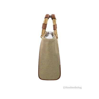 Michael Kors Talia Small Gold Canvas Grab Bag Tote