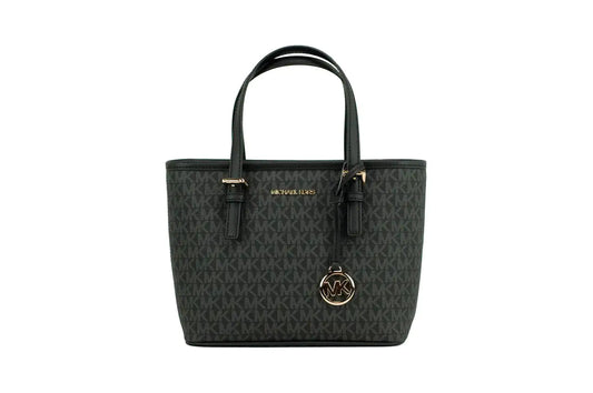 Michael Kors Jet Set XS Black Signature Gold Carryall Tote