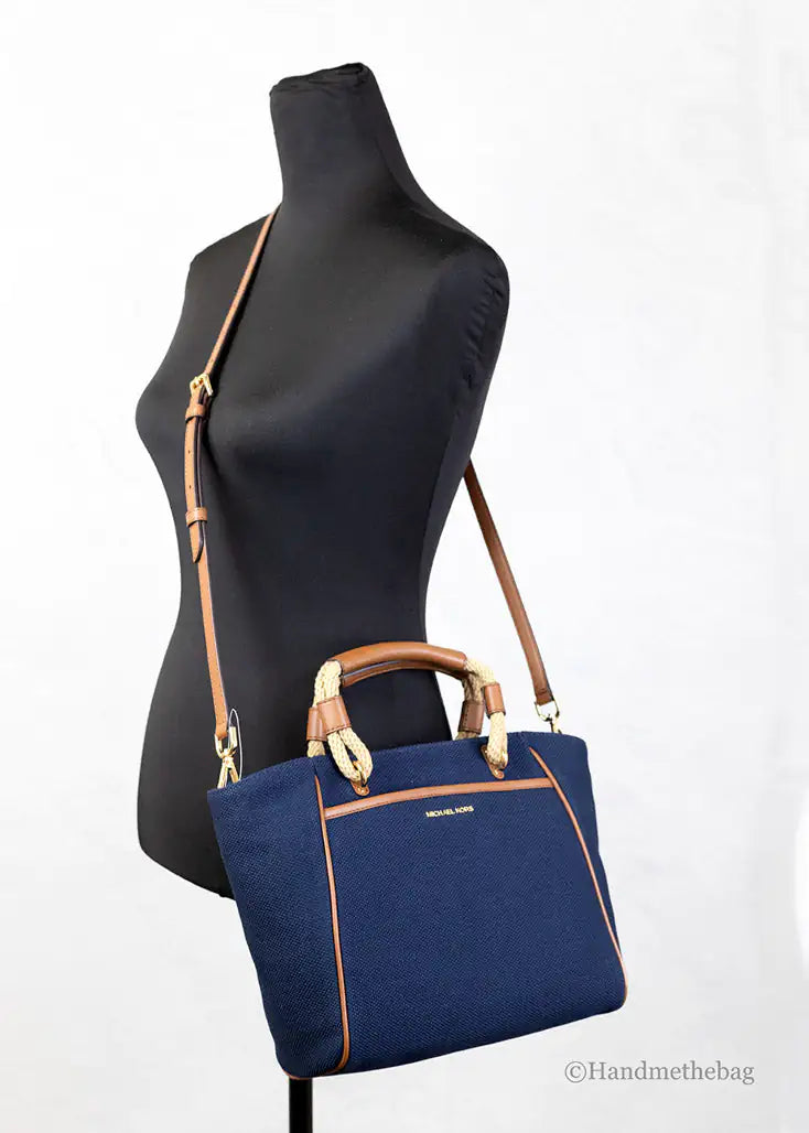 Michael Kors Talia Small Navy Canvas Grab Bag Tote