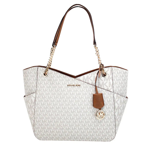 Michael Kors Jet Set Vanilla Signature X Cross Chain Tote