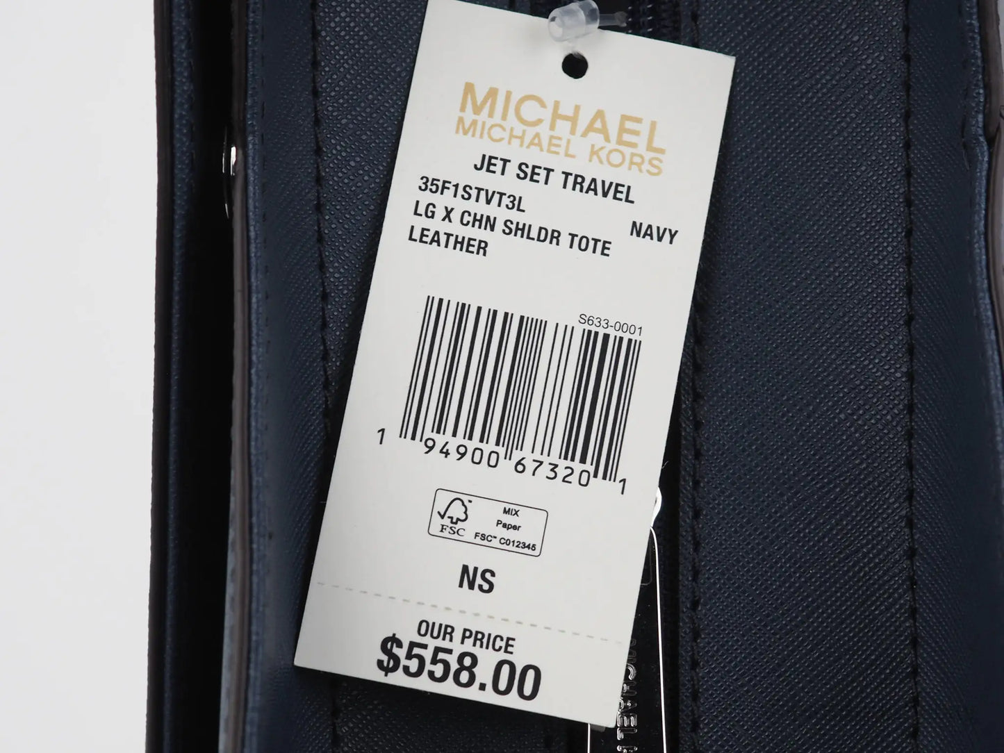 Michael Kors Jet Set Large Navy Saffiano X Cross Chain Shoulder Tote Hand Bag