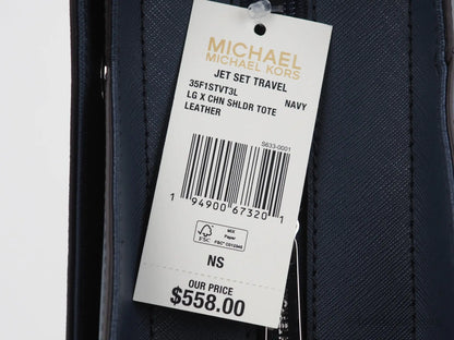 Michael Kors Jet Set Large Navy Saffiano X Cross Chain Shoulder Tote Hand Bag