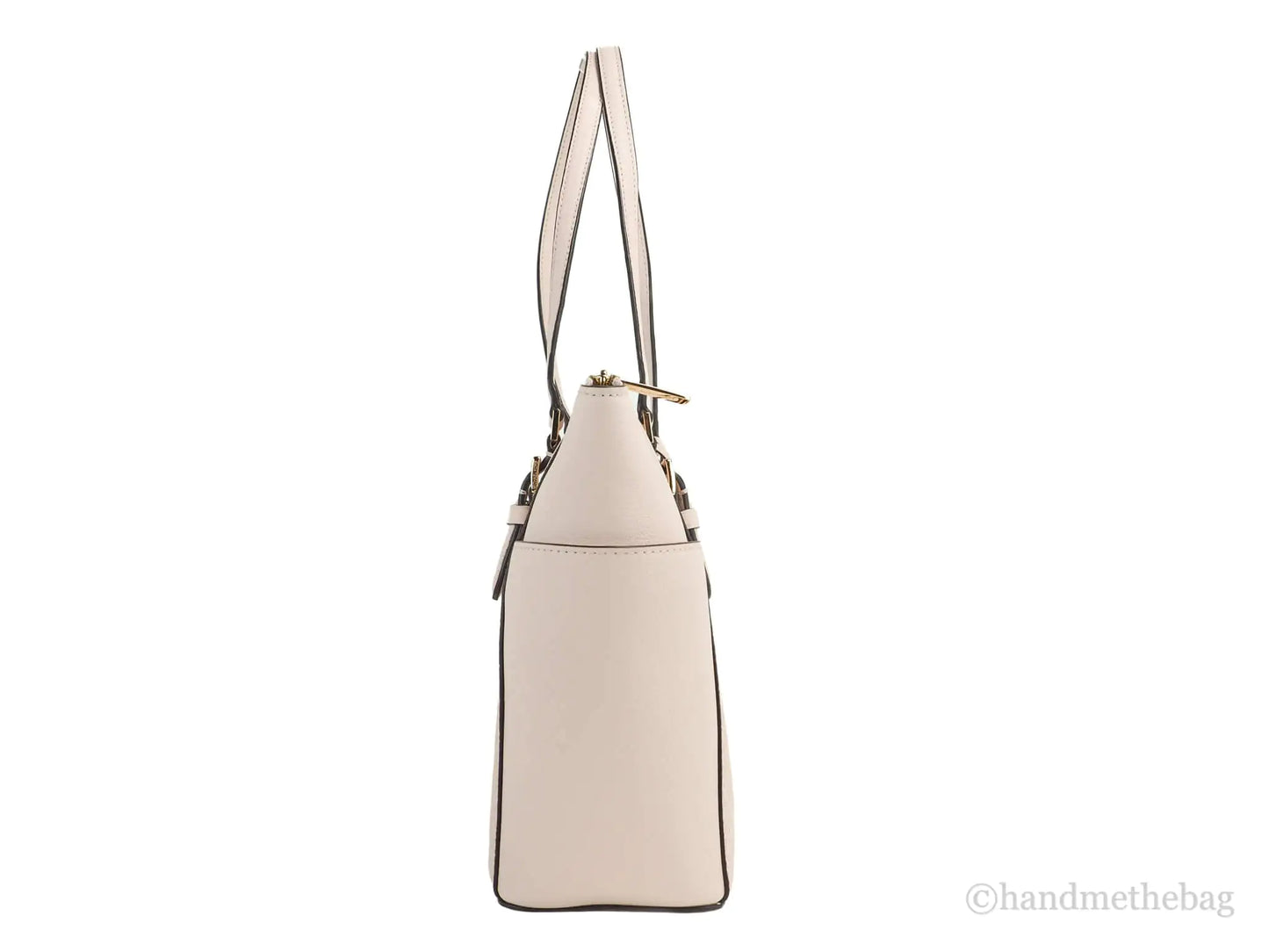 Michael Kors Charlotte Large Dark Powder Blush Signature PVC Top Zip Tote Handbag