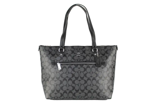 Coach Graphite Signature Coated Canvas Leather Gallery Tote Bag