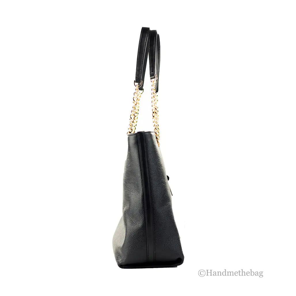 Michael Kors Medium Black Front Zip Chain Tote