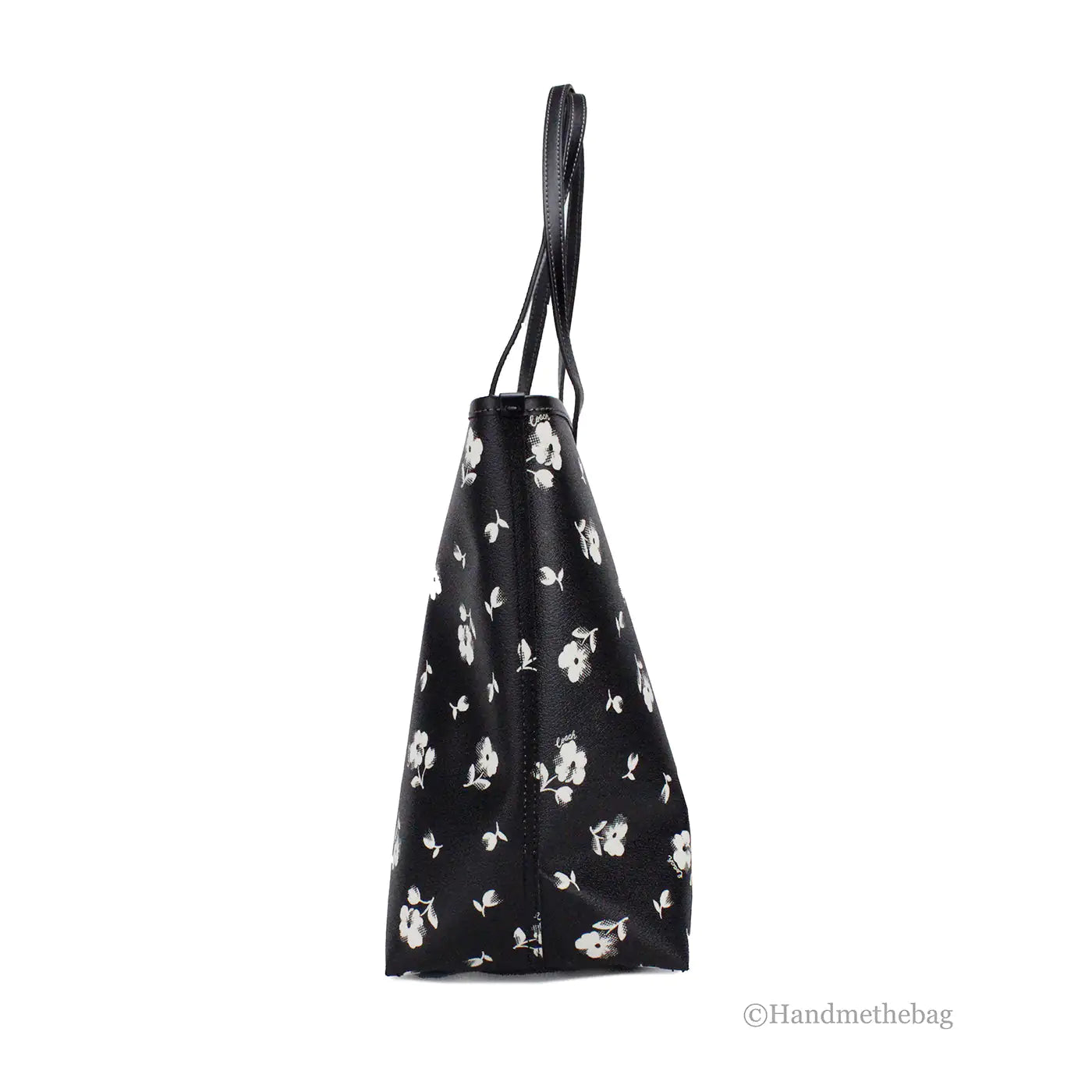 Coach Black White Floral Printed Coated Canvas City Tote