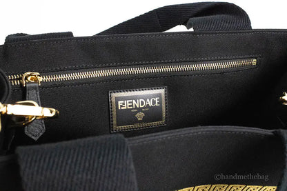 Fendi X Versace Fendace Medium Black Canvas Shopper Tote