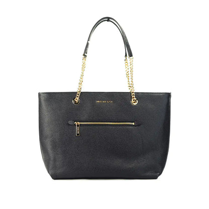 Michael Kors Medium Black Front Zip Chain Tote