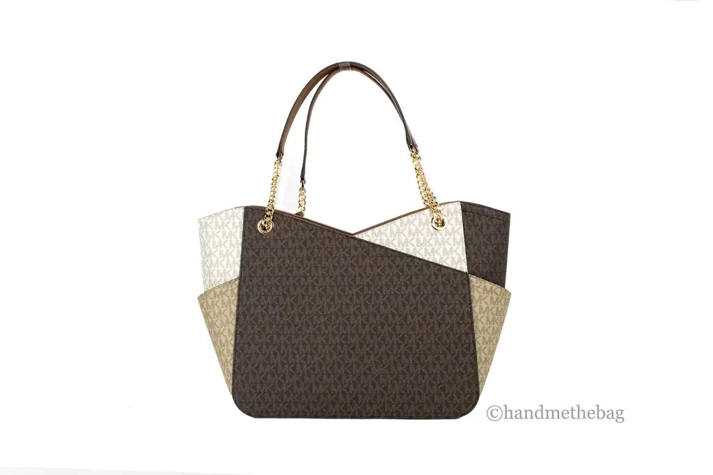 Michael Kors Jet Set Luggage Multi Signature X Cross Chain Shoulder Tote Handbag