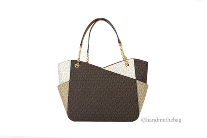 Michael Kors Jet Set Luggage Multi Signature X Cross Chain Shoulder Tote Handbag