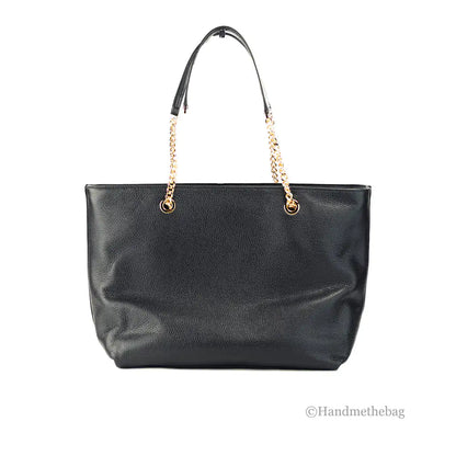 Michael Kors Medium Black Front Zip Chain Tote