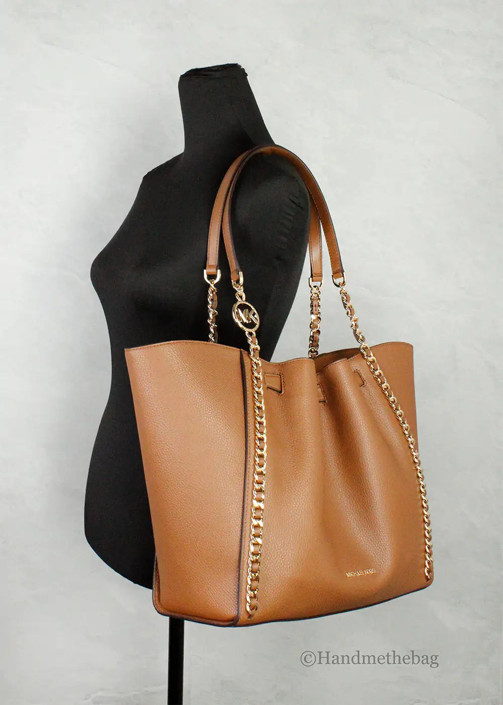 Michael Kors Mina Large Luggage Leather Belted Chain Tote