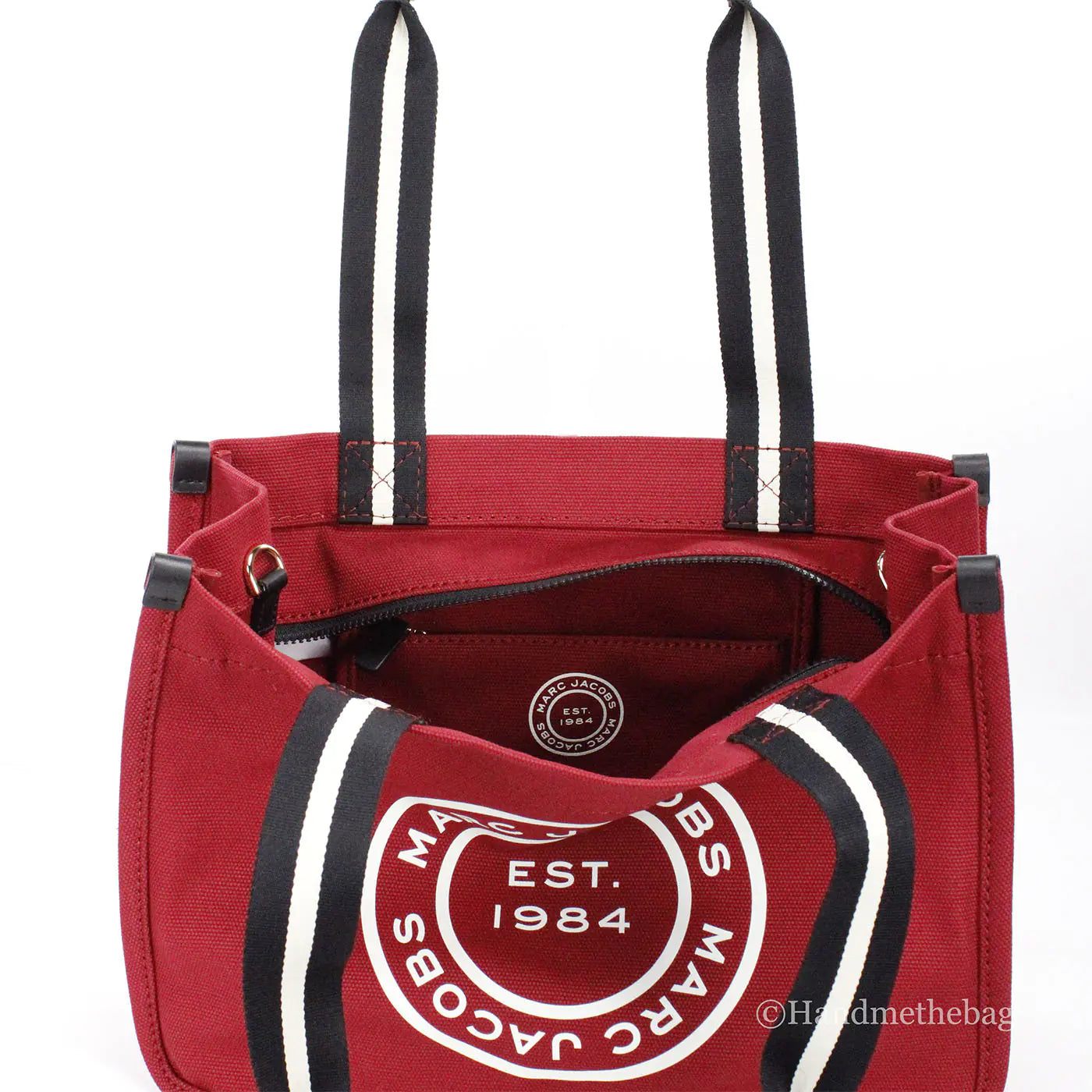 Marc Jacobs Signet Medium Red Canvas Convertible Tote