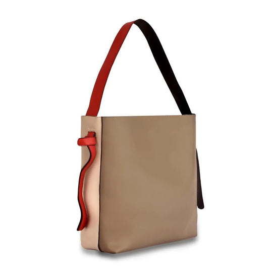 Versa Leather Tote - Grey/Red