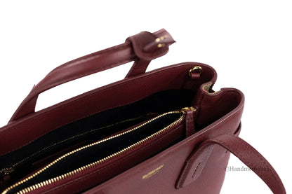 Burberry Banner Medium Crimson Leather Tote Bag