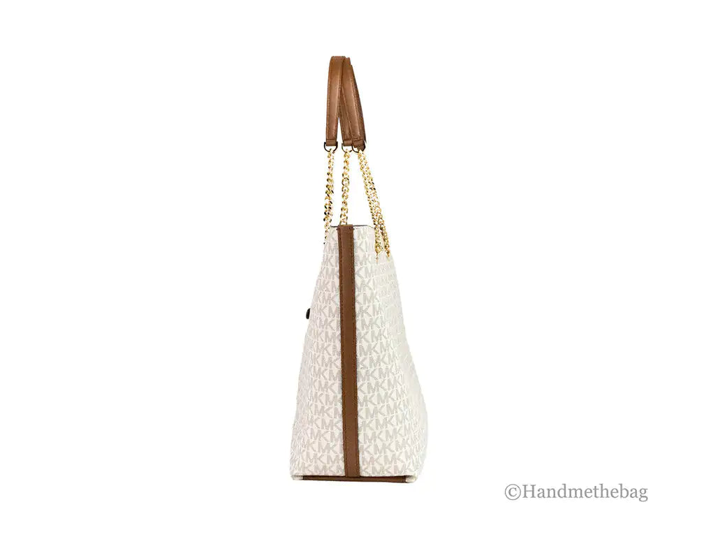 Michael Kors Jet Set Medium Vanilla Zip Chain Tote