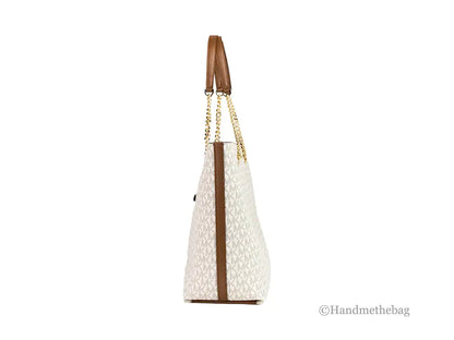 Michael Kors Jet Set Medium Vanilla Zip Chain Tote