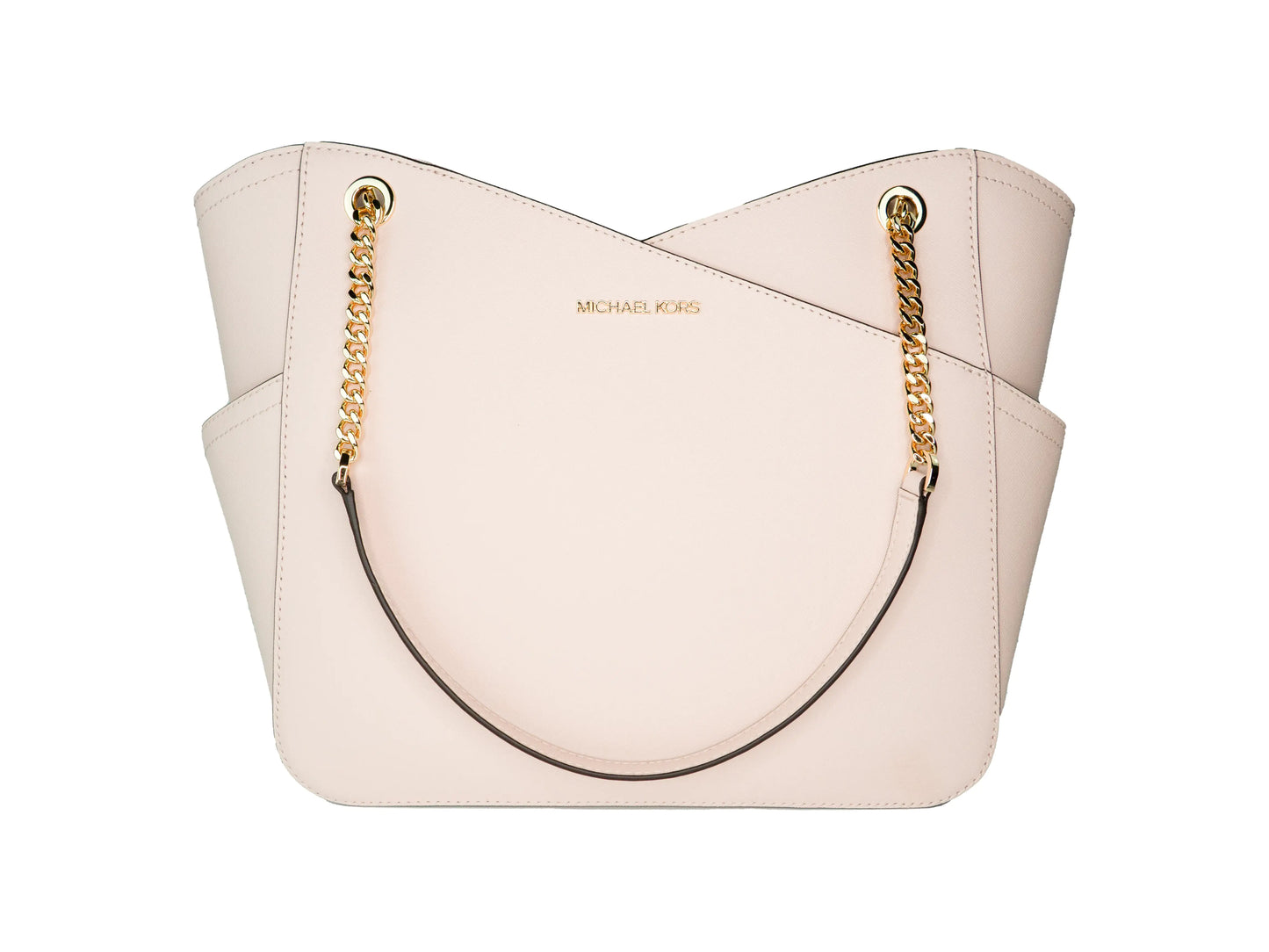 Michael Kors Jet Set Large Powder Blush X Cross Chain Shoulder Tote Handbag