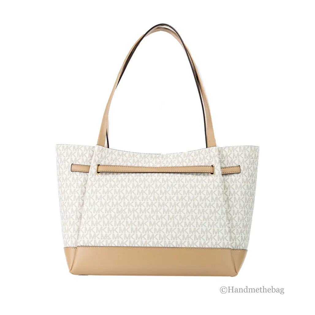 Michael Kors Reed Large Vanilla Camel PVC Belted Tote