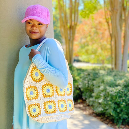 Vintage Hand Knitted Crochet Tote