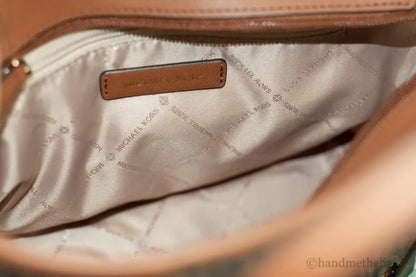 Michael Kors Jet Set Brown Signature XS Carryall Top Zip Crossbody Tote Handbag
