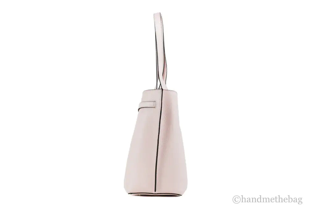 Michael Kors Emilia Large East West Powder Blush Pebbled Leather Bucket Tote Handbag