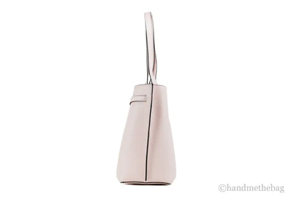 Michael Kors Emilia Large East West Powder Blush Pebbled Leather Bucket Tote Handbag