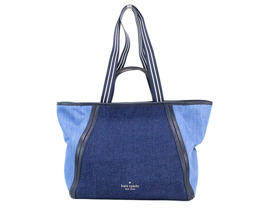 Kate Spade Rosie Large Blue Colorblock Denim Slouchy Tote