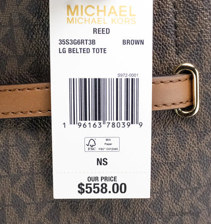 Michael Kors Reed Large Brown Signature PVC Belted Tote