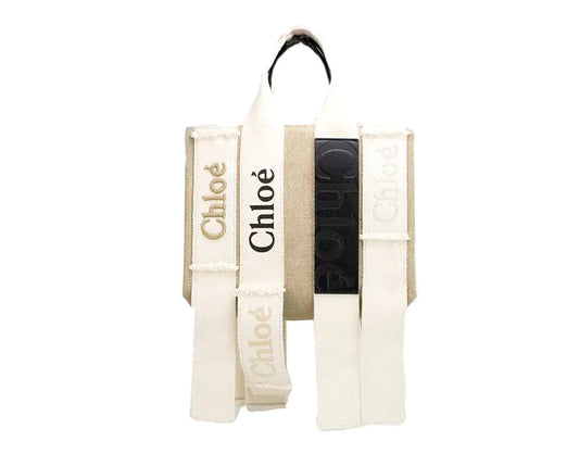 Chloe Small Undone Straps Canvas Sand Woody Tote Bag