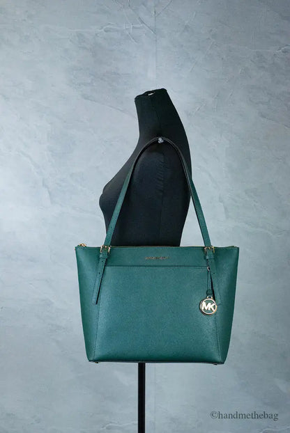 Michael Kors Voyager Large Racing Green Leather East West Tote