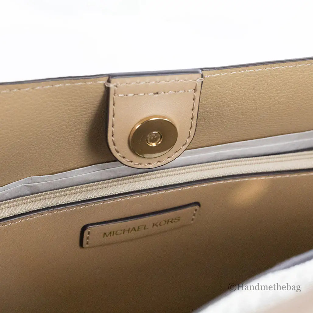 Michael Kors Reed Large Vanilla Camel PVC Belted Tote