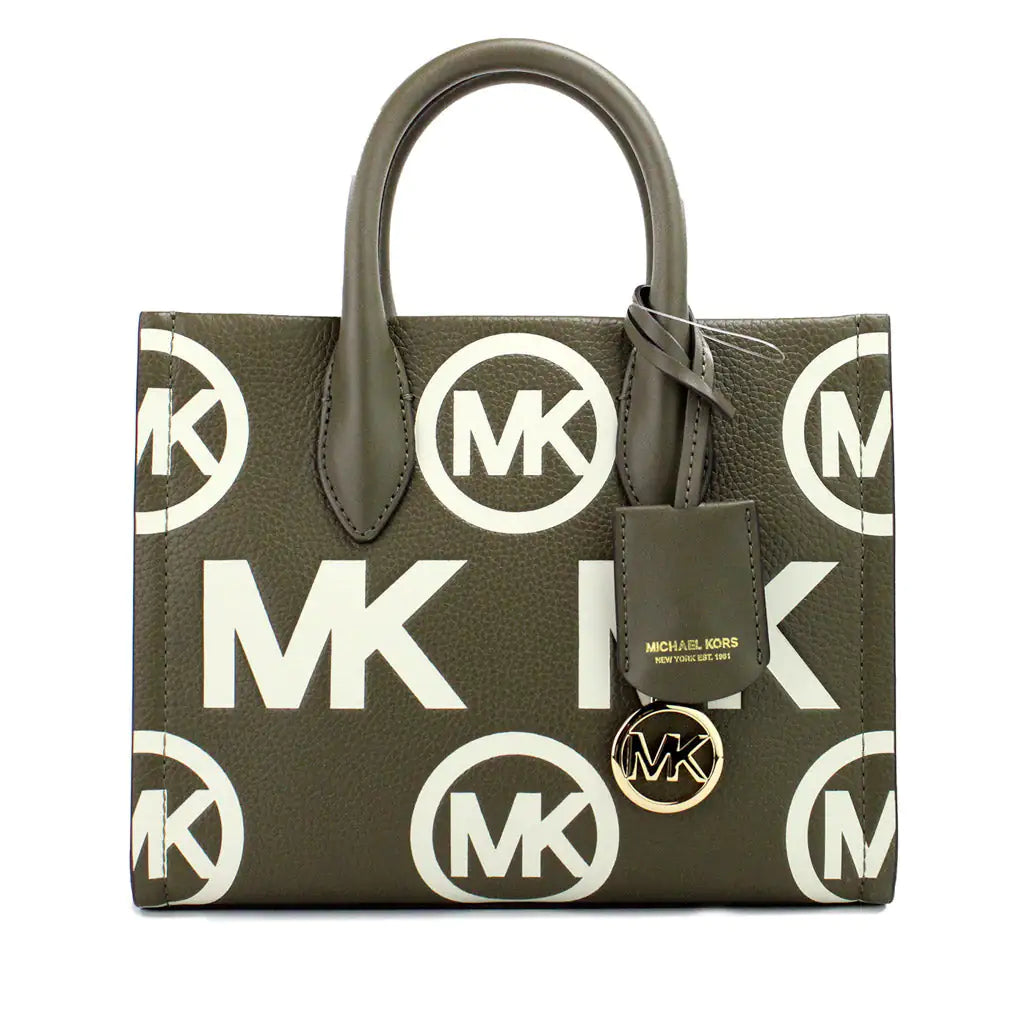 Michael Kors Mirella Small Olive Embossed Shopper Crossbody Tote