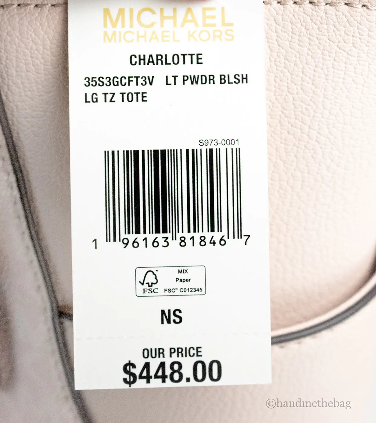 Michael Kors Charlotte Large Light Powder Blush Signature PVC Top Zip Tote Handbag