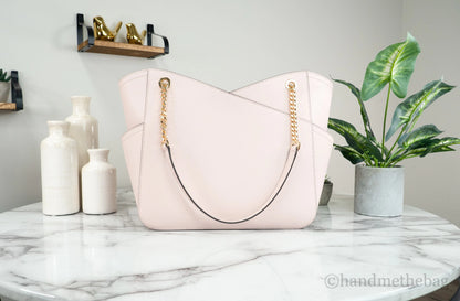 Michael Kors Jet Set Large Powder Blush X Cross Chain Shoulder Tote Handbag