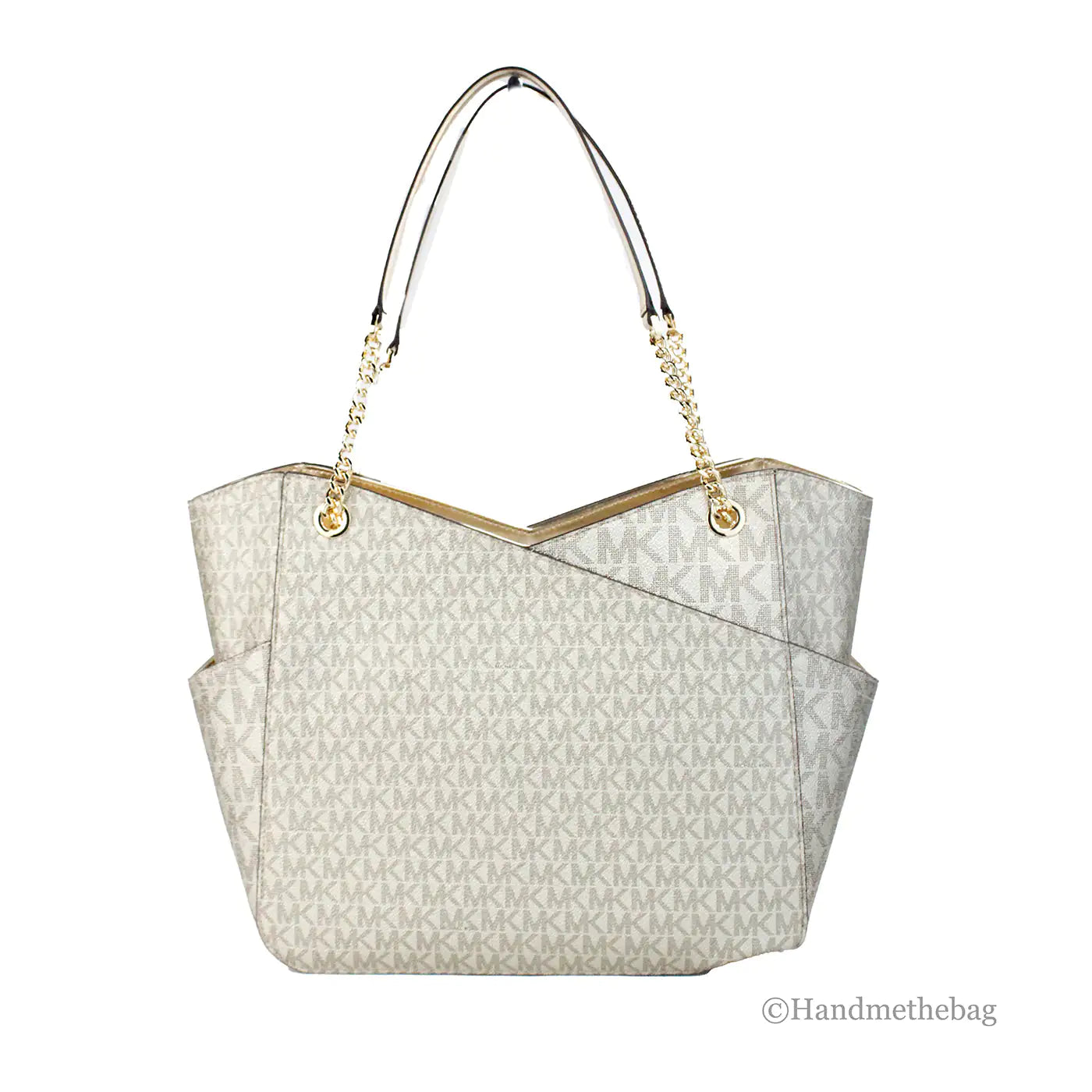 Michael Kors Jet Set Large Pale Gold X Cross Chain Tote
