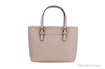 Michael Kors Jet Set Dark Powder Blush Signature XS Carryall Top Zip Convertible Tote Bag