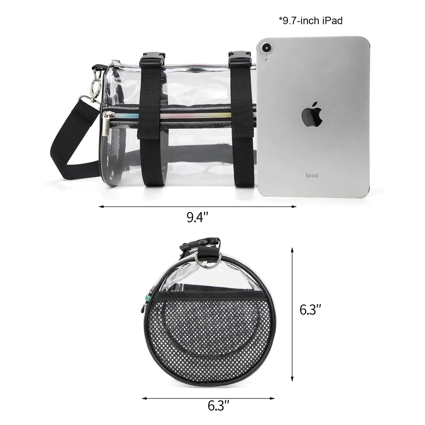 Clear Crossbody Purse Bag - Stadium Approved Concerts Bag Bucket Clear Bag 12"×12"×6"