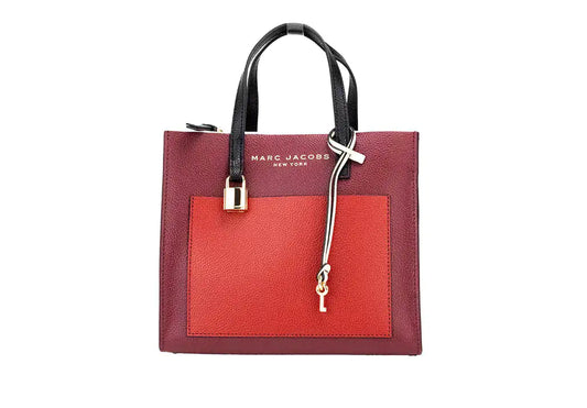 Marc Jacobs Grind Mini Pomegranate Colorblock Leather Tote