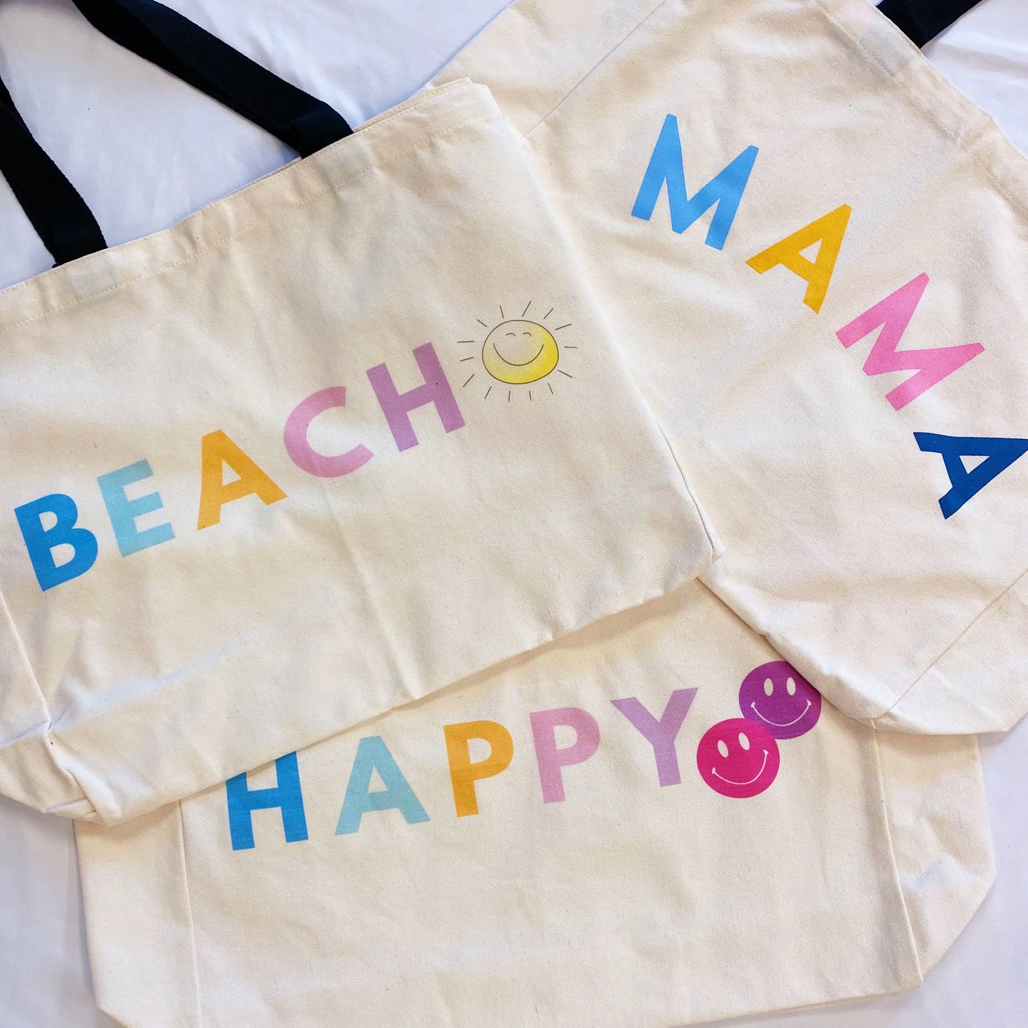 Happy And Smile Canvas Tote