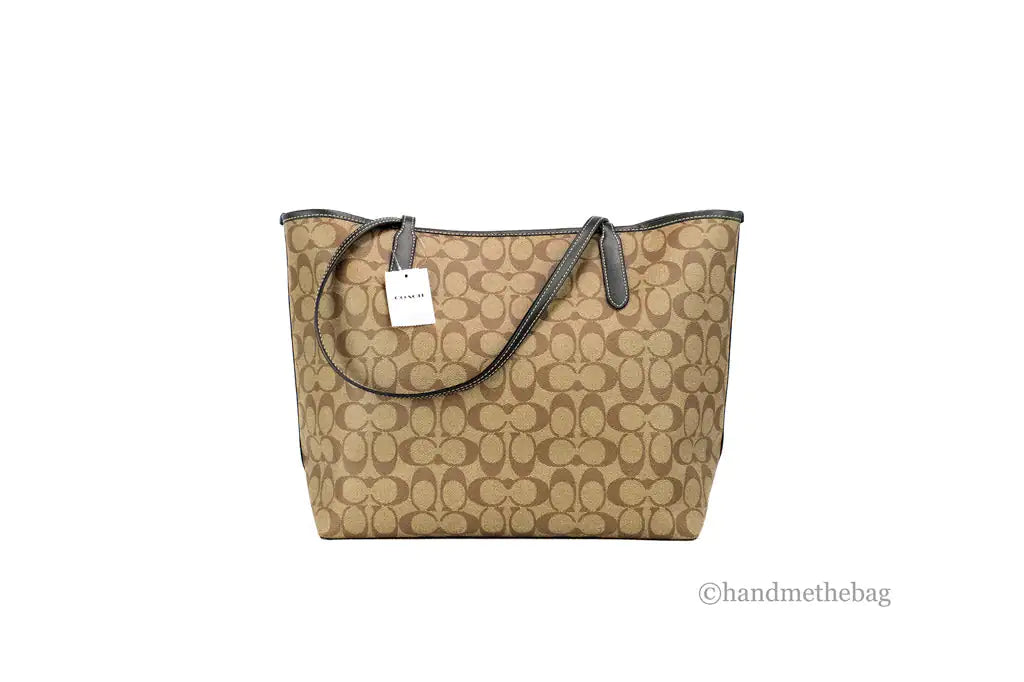 Coach Varsity Khaki Amazon Green Signature Canvas City Tote